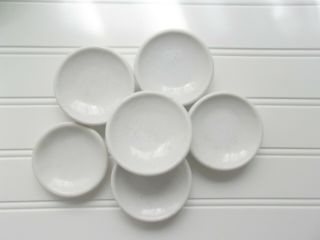 Antique White Farmhouse Ironstone Butter Pats Set of 6 Round Chunky 3