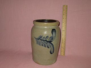 Antique 19th C Stoneware Decorated Small Pennsylvania Jar Crock 9 "