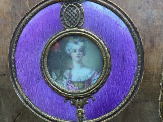 Antique French Ormolu Gilt Jewelry Casket Box W/ Signed Portrait W/mirror