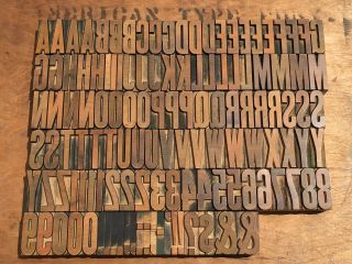 Large Antique Vtg Wood Letterpress Print Type Block A - Z Letters ’s Complete Set