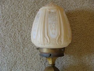 Antique Art Nouveau Newel Post Lamp Light Brass with Shade Re - wired 2