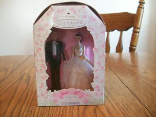 1997 Barbie And Ken Wedding Day Hallmark Keepsake Ornaments Cake Topper
