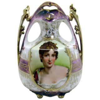 Signed Royal Vienna Porcelain Portrait Vase - 1905