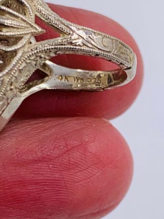 Vintage Wb 14k Yellow Gold And Sterling Silver Prasiolite Diamond Ring