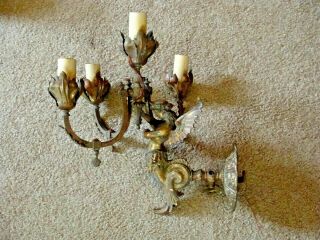 Rare Antique Figural Mermaid Wall Sconce Light Lamp Victorian Angel Was Gas