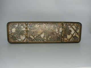 Antique Tiffany Studios Art Glass & Bronze Grapevine Desktop Pen Tray 1004 3