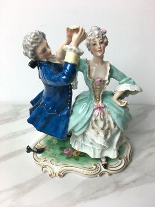 Rare Antique Capodimonte Victorian Couple Dancing Figurine Italian