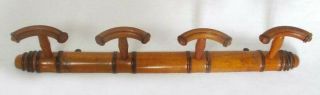 Long Antique Vintage French Wood Wall Hat/coat Rack,  1930s Faux Bamboo Design