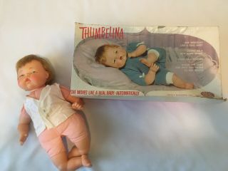 Rare Vintage Thumbelina Doll 16” 1961 Wooden Knob No.  0501 - 7 Still