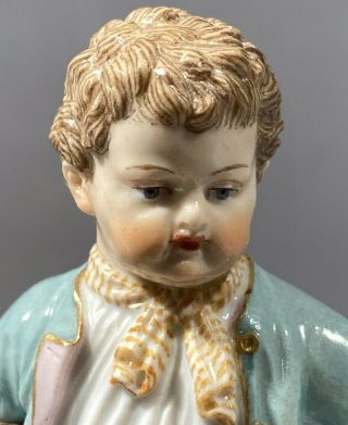 Antique Meissen Porcelain Figure Of Boy With Flowers (for Repair)