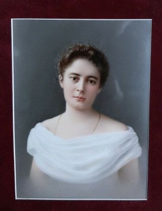 Antique 19th Century German KPM Porcelain Painting Plaque Woman 2