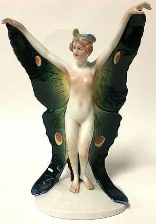 Vintage Karl Ens Luna Nude Madame Butterfly Porcelain Art Nouveau Figurine