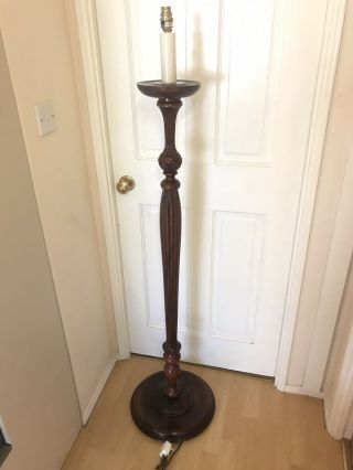 Unique French Vintage Heavily Carved Mahogany Floor Standing Standard Lamp