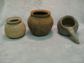 3 Antique German Pottery Items - Kugeltöpfe - Very Early