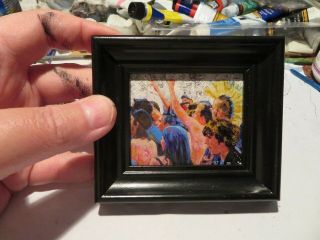 Miniature Signed Canvas Acrylic Painting VINTAGE Frame Punk Pop ART 3