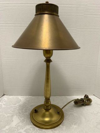 B&h Bradley & Hubbard Brass Desk Lamp 62bw Swivel Brass Shade 18 " Vintage