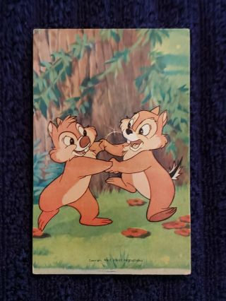 Disneyland Extremely Rare Chip N Dale Vintage Squeeker Post Card