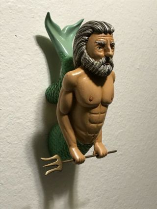 Neptune With Trident Ships Figurehead.  Hand Carved,  Hand Painted One Of A Kind.