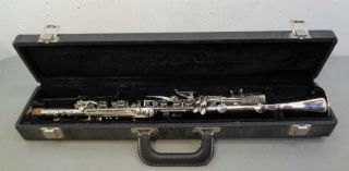 Vintage Noblet Paris France Chrome Metal Clarinet W/ Hard Case Serial 9558