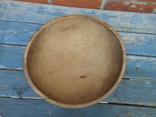 Good Antique American Treen Turned Wood Bowl In Yellow Paint 12 3
