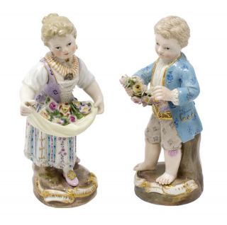 Two Impressive Meissen Porcelain Figures,  Garden Children.