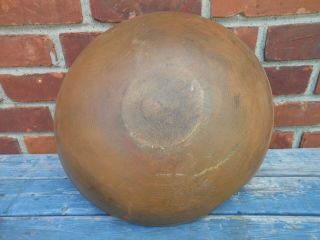 Good Antique American Treen Turned Wood Bowl In Mustard Paint 15 2