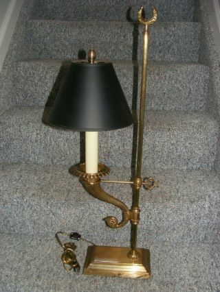 1991 Chapman Brass Federal Style Desk Lamp / W Shade Gc