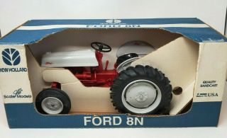 Ford 8n Holland 1/8th Scale Toy Tractor Gray Red Ertl Vintage