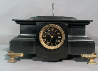 Ca.  1900 Antique French Victorian Old Japy Freres Slate & Brass Clock Statue Base