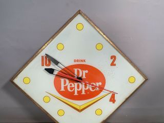 Vintage 1960 ' s Old DR.  PEPPER Light Up PAM Antique ADVERTISING Wall DINER CLOCK 2