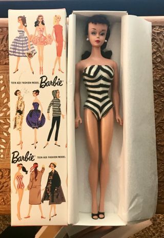 Vintage 4 Brunette Ponytail Barbie Doll (r) Solid Body,  All