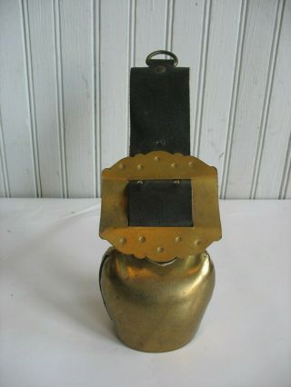 Vintage Swiss Alps 3 " Brass Plated ? Cow Bell W/ Leather Strap Brass Buckle