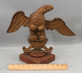 19thc Antique Cast Iron Federal American Eagle & Shield,  Architectural Finial