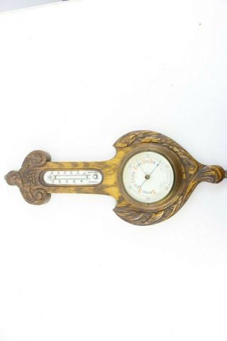 Vintage Aneroid Barometer Wood Hanging Weather Station Nautical Ships Anchor