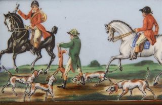 Antique 19th C.  English Porcelain Plaque Tile Worcester Horse Hunt Derby