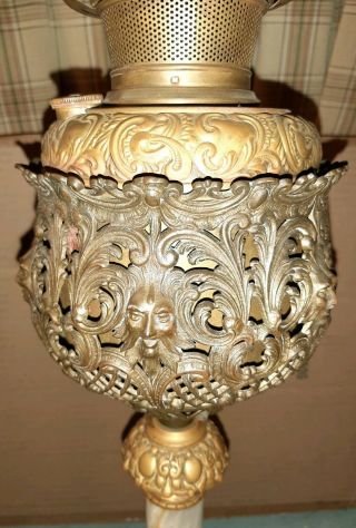 Antique Bradley Hubbard B&h Electric Table Parlor Lamp C.  1892 Brass W/faces