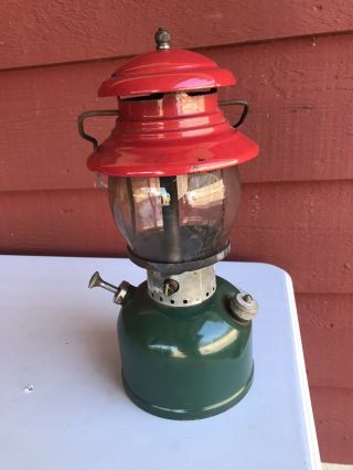 Vintage 1951 Coleman 200 Lantern Red Green Christmas Colors Rare 8/51 Camping