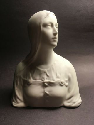 Rare Antique Tharaud Limoges Marked Bisque Porcelain Bust Young Woman