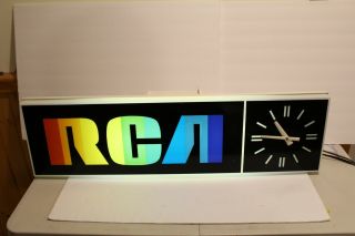 Vintage Rca Rainbow Lighted Clock Indoor Store Display Sign Advertisement