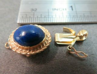 Vtg 14k Solid Y.  Gold Lapis Lazuli Clasp For Single Strand Beads 2.  83 Gram