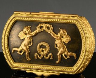 Amazng Qualty Antique French Gold Gilt & Patinated Solid Bronze Ring Jewelry Box