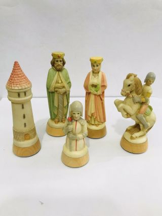 Vintage Anri Toriart Charlemagne Painted Chess Set With Box (1963 - 1988)