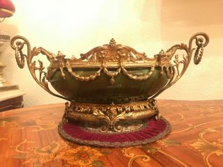 Antique French Bronze Majolica Victorian Vase