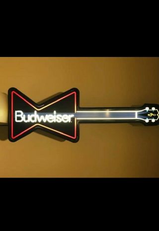 Collectible • 1989 Rare / Vintage Budweiser Bowtie - Guitar Neon Light Sign