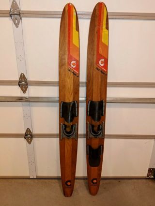 Antique Vintage Dick Pope Jr.  Cypress Gardens Wooden Water Skis