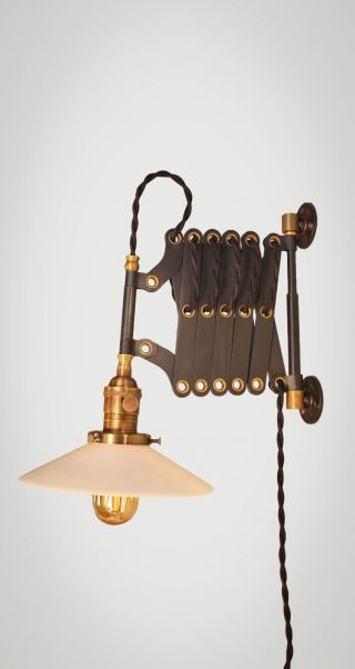 Industrial Lighting - Vintage Scissor Lamp - Accordion Sconce Light - Art Deco