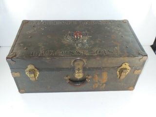 Vintage Large Military Style Trunk Chest With Camouflage Net