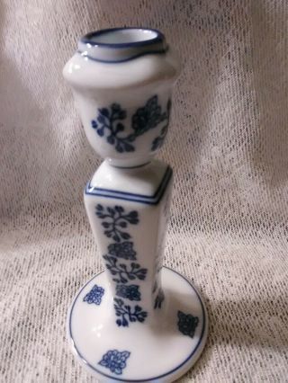 Vintage Blue & White Porcelain Candle Stick Holder BLUE & WHITE ORIENTAL DECOR 2