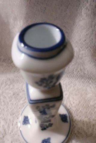 Vintage Blue & White Porcelain Candle Stick Holder BLUE & WHITE ORIENTAL DECOR 3