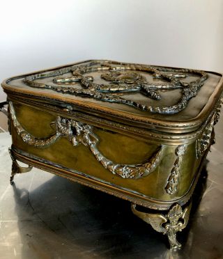 Antique French Gilt Bronze Dresser Box With Napoleon Ii Style Ornaments